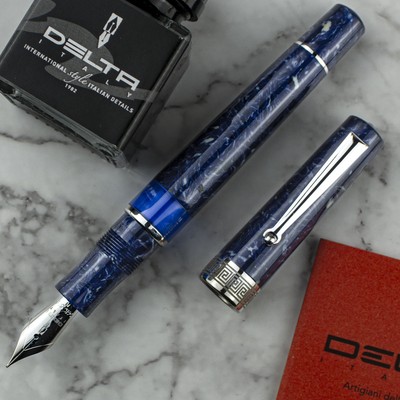 Delta Lapis Blue Celluloid Limited Edition 14K Fountain Pen, Made in Italy, New
