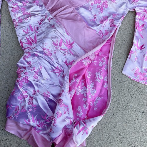 Leg Avenue Sexy Short Kimono Geisha Mini Dress Sleeved Costume Pink Cosplay Set - Picture 15 of 23