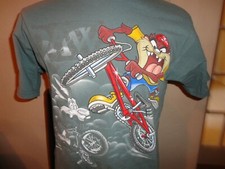 Vtg 90's 1998 TAZ Dirt Biking Wile E Coyote Looney Tunes Fits Adult M T shirt
