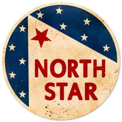 #ad #ad NORTH STAR RED WHITE BLUE 14quot; ROUND HEAVY DUTY USA METAL GAS ADVERTISING SIGN $72.00