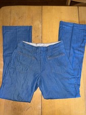 VINTAGE 1970  s SEARS PUT ON SHOP LIGHT DENIM WOMENS BELL BOTTOMS HIPPIE BOHO
