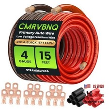 4 Gauge Battery Cable Cca Wire Kit 15ft Each Red And Black 4ga15ft