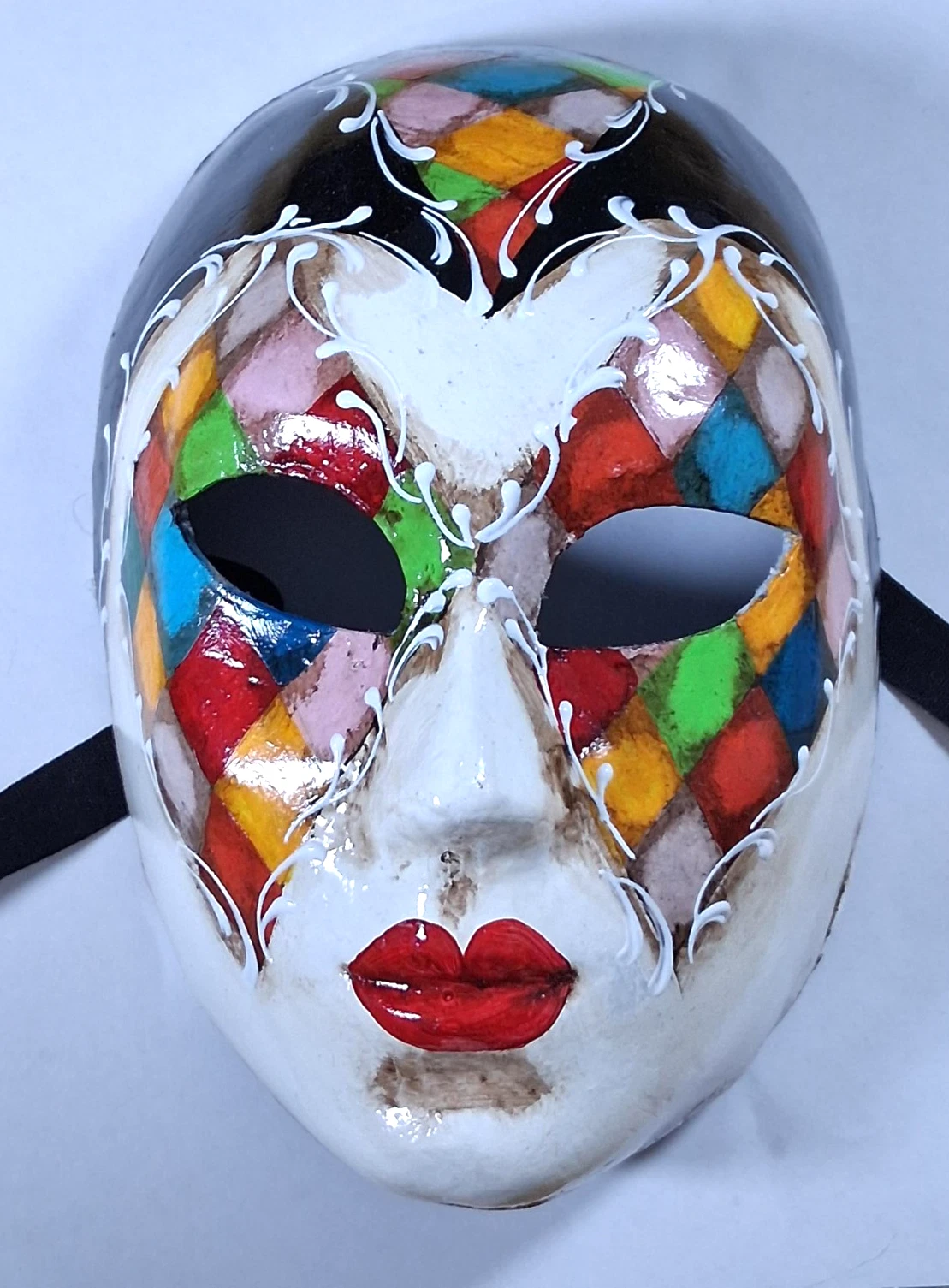 Vintage Italian Harlequin Mask - made in Venice