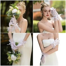 Short Gloves Full Finger Lace White Gloves for Women and Girl Party Supply