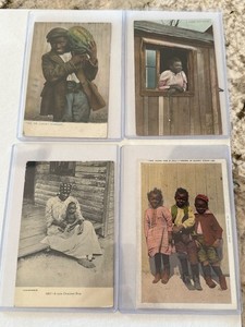 Lot of 4 Early Original Real Photos Black Americana Postcards Kids 1908