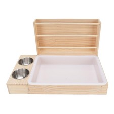 KKPLZZ 3 in 1 Kaninchen -Heuhändler mit Katzentoilette und 2 Schalen, Große K...