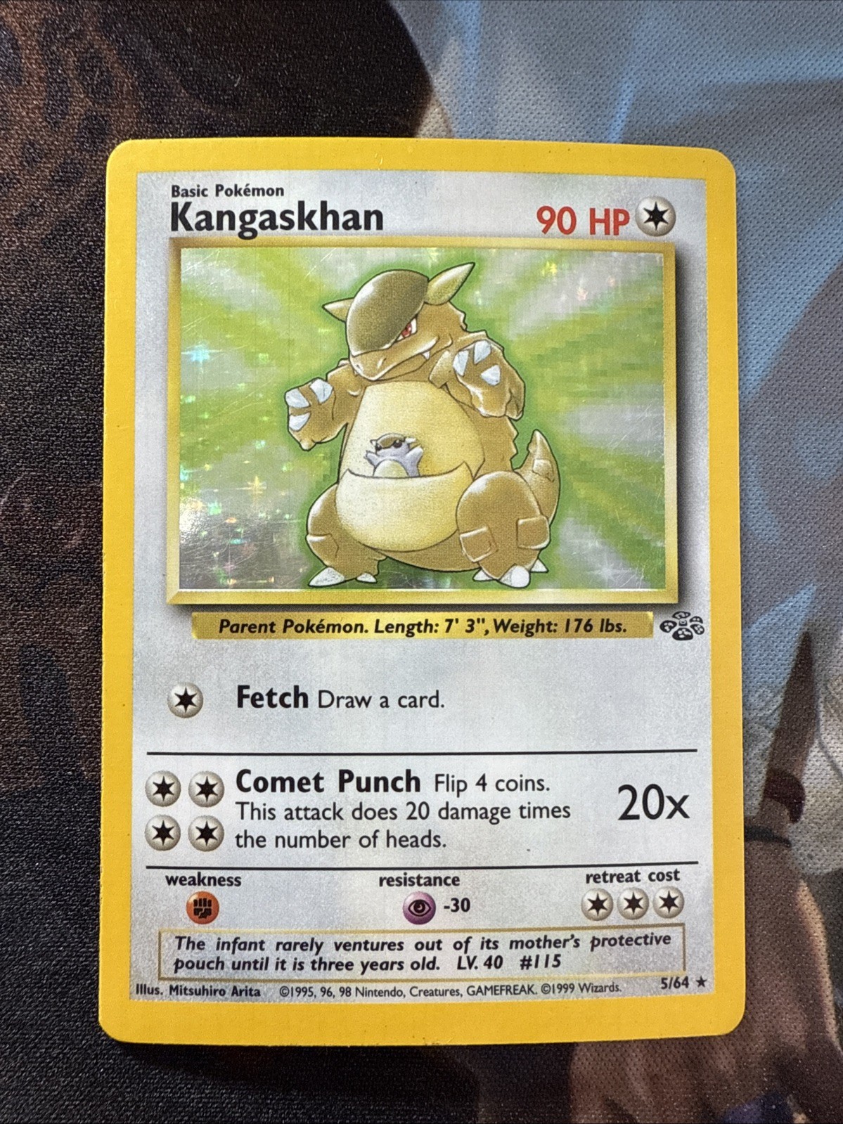 Kangaskhan 5/64 WOTC Jungle Set Holo Rare Pokemon Card LP - Great Condition!