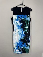 T TAHARI Sleeveless Sheath Scuba Cocktail Dress Size 4 Vacation Ocean Wedding