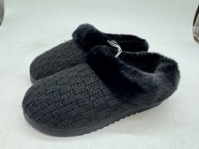 Dearfoams Slippers Women's Black Knit Lined Slip-On Closed Toe - Medium 7-8 