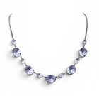 Antique 1920’s Art Deco Sterling Silver Rivière Lavender Paste Glass Necklace