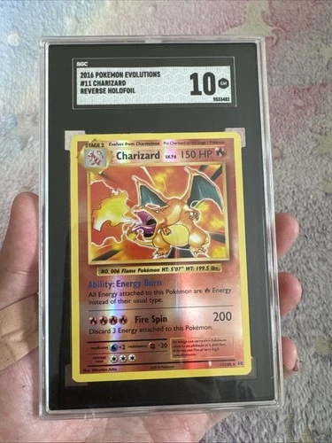 Pokémon TCG Charizard Reverse Holo Rare Card 11/108 XY Evolutions SGC 10 Gem MT