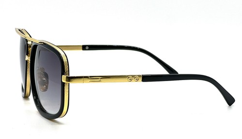 Men Fashion Sunglasses Oversized Square Gold Flat Top Frame Hip Hop Fancy Black - Afbeelding 29 van 76