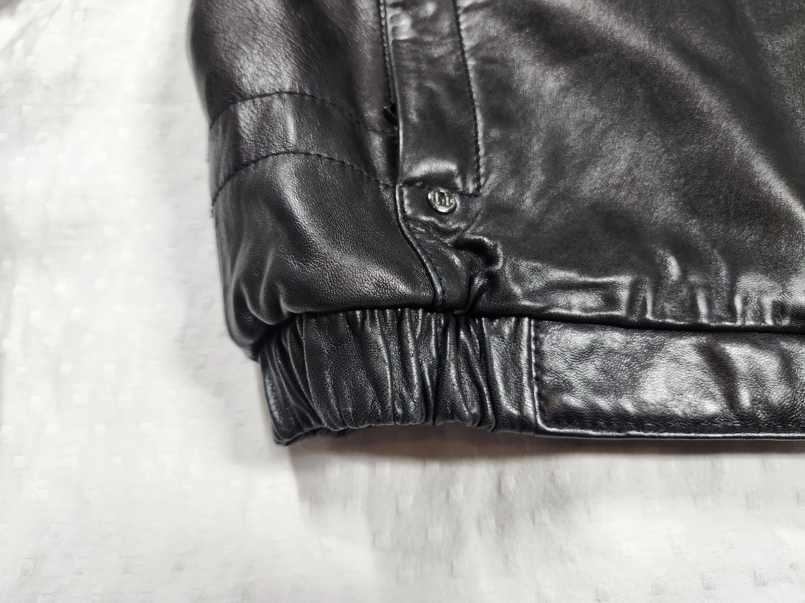 Marc New York Andrew Marc Black Leather Jacket Men M Medium Zip Quilt Lined - product detail image 5