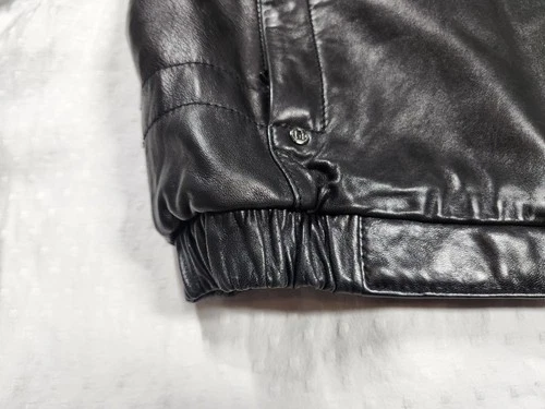 Marc New York Andrew Marc Black Leather Jacket Men M Medium Zip Quilt Lined image 5