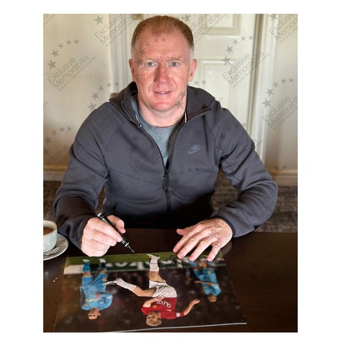 Paul Scholes Signed Manchester United Football Photo: Barcelona Volley. Framed - Picture 2 of 4