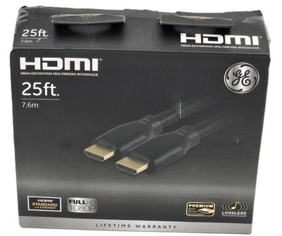 GE 25ft 4K/UltraHD High Speed HDMI 2.0 Cable w/Ethernet Gold-Plated Connectors