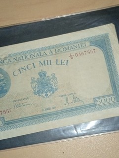 Billet de 5000 Lei 21 Août 1945 Roumanie
