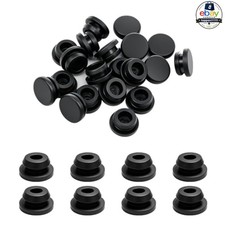 Silicone Hole Plugs Black 8mm 5/16 in 20 Pcs Round Rubber Plugs