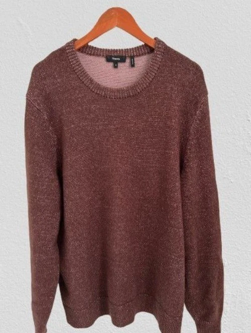 Suéter de lana de cachemir Theory Chocolate/Mauve Hilles Crew talla XL Foto 4 de 4