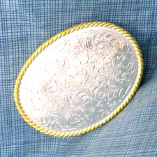 Classic Western Scroll Belt Buckle Cowboy Cowgirl Rodeo Vtg 80s Nocona .SHY872