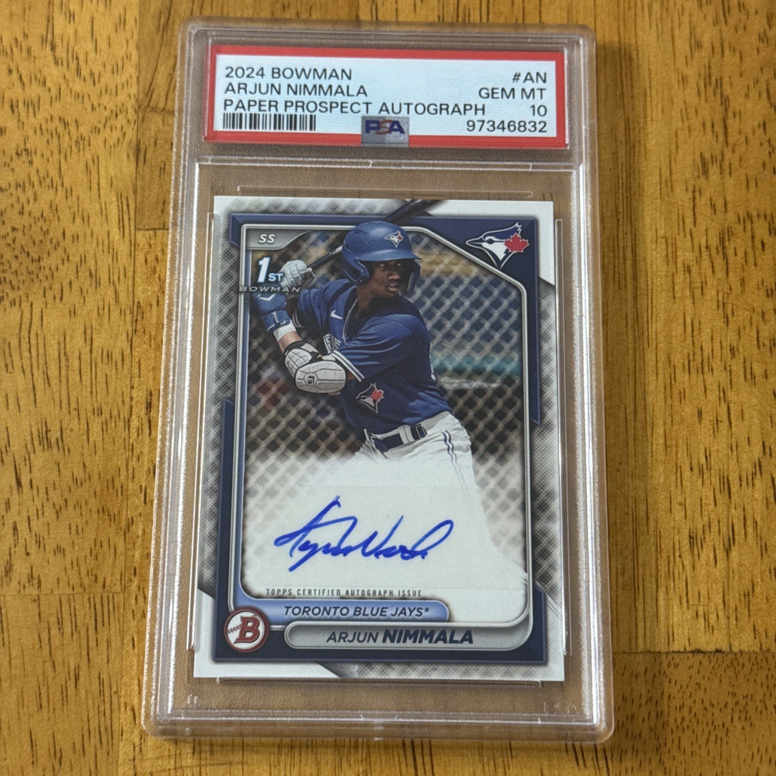 2024 Bowman Prospects Arjun Nimmala Autograph PPRA-AN 1st Bowman PSA GEM MT 10