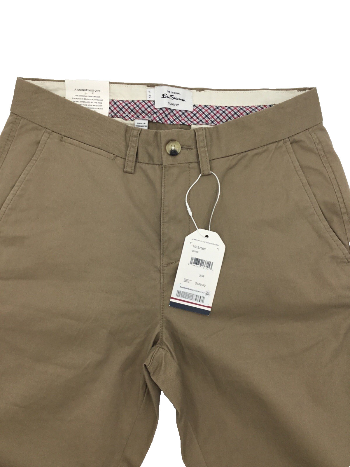 Ben Sherman Pants Mens Slim Fit Stretch Performance Jeans Khaki Size 30 R 13490₽