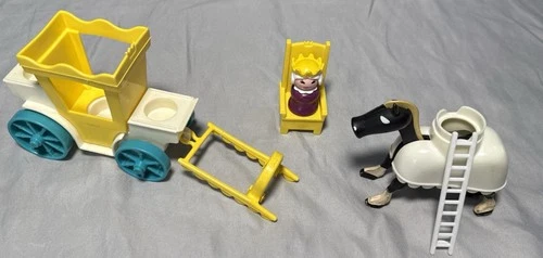 Vintage Fisher Price Little People Royal Lot Queen w/Throne Carriage w/horse Etc