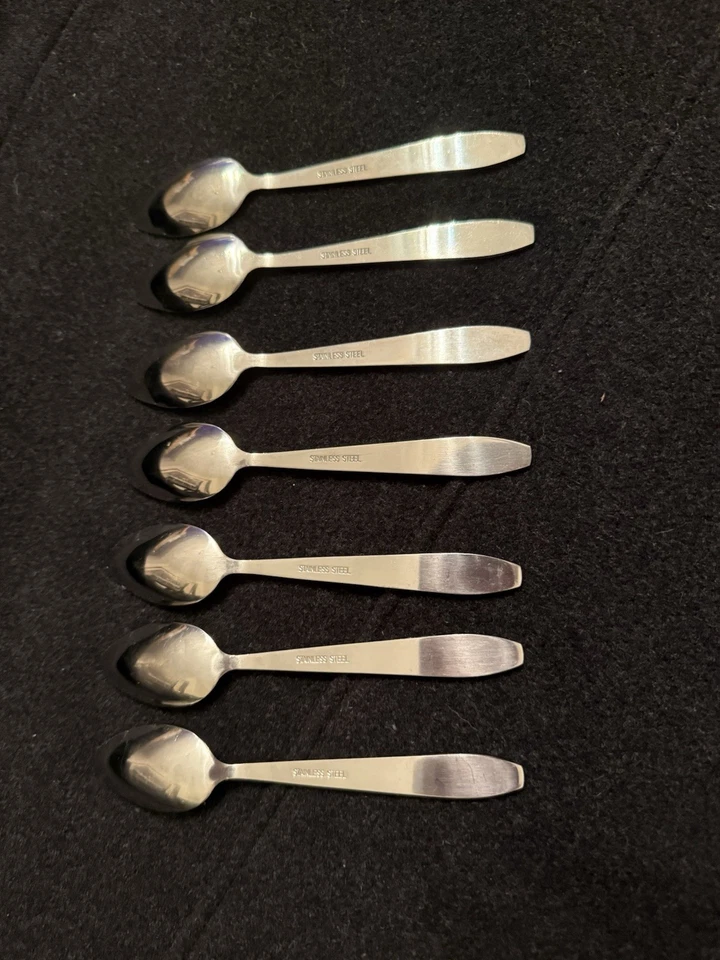 Juego de 7 cucharas de fruta cubiertos retro vintage de acero inoxidable para pomelo Foto 2 de 2