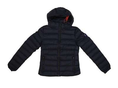 Superdry Classic Fuji Puffer Jacket Womens XS Eclipse Navy Hooded Quilted Zip