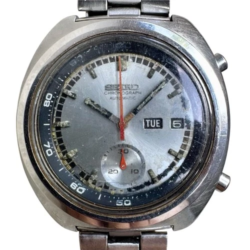 Vintage Seiko Automatic Chronograph 6139-7002 Sports Watch 1976 Men 41mm Cushion
