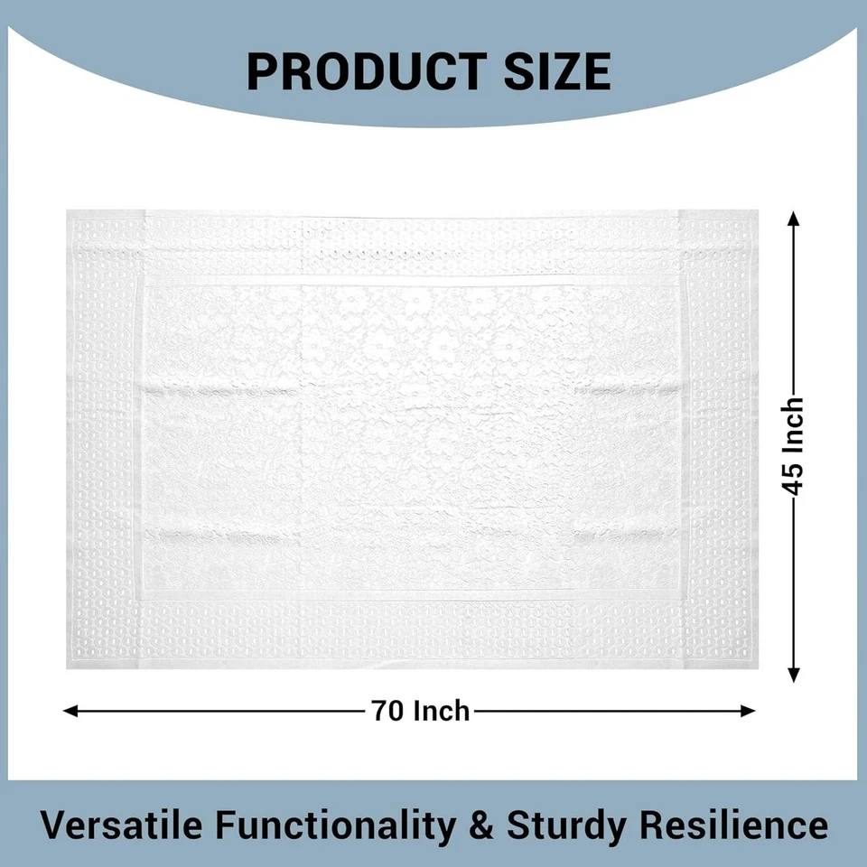 4 seater Net Table Cover Tablecloth Self Flower Valley Design 45x70 Inch White - Image 3 of 4