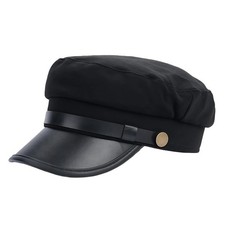 Black Chauffeur Hat Retro Flat Top Cap Driver Newsboy Costume Hat for Men Wom...