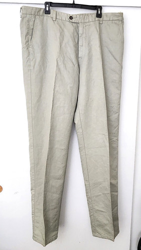 Ermenegildo Zegna, Vintage Ermenegildo Zegna Pants Mens 44 Dress Trousers Flat Front Linen /Cotton