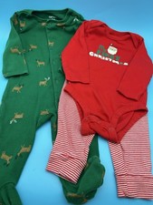 Carter  s Baby 6M Christmas Outfit Lot 3 My First Christmas Santa Reindeer