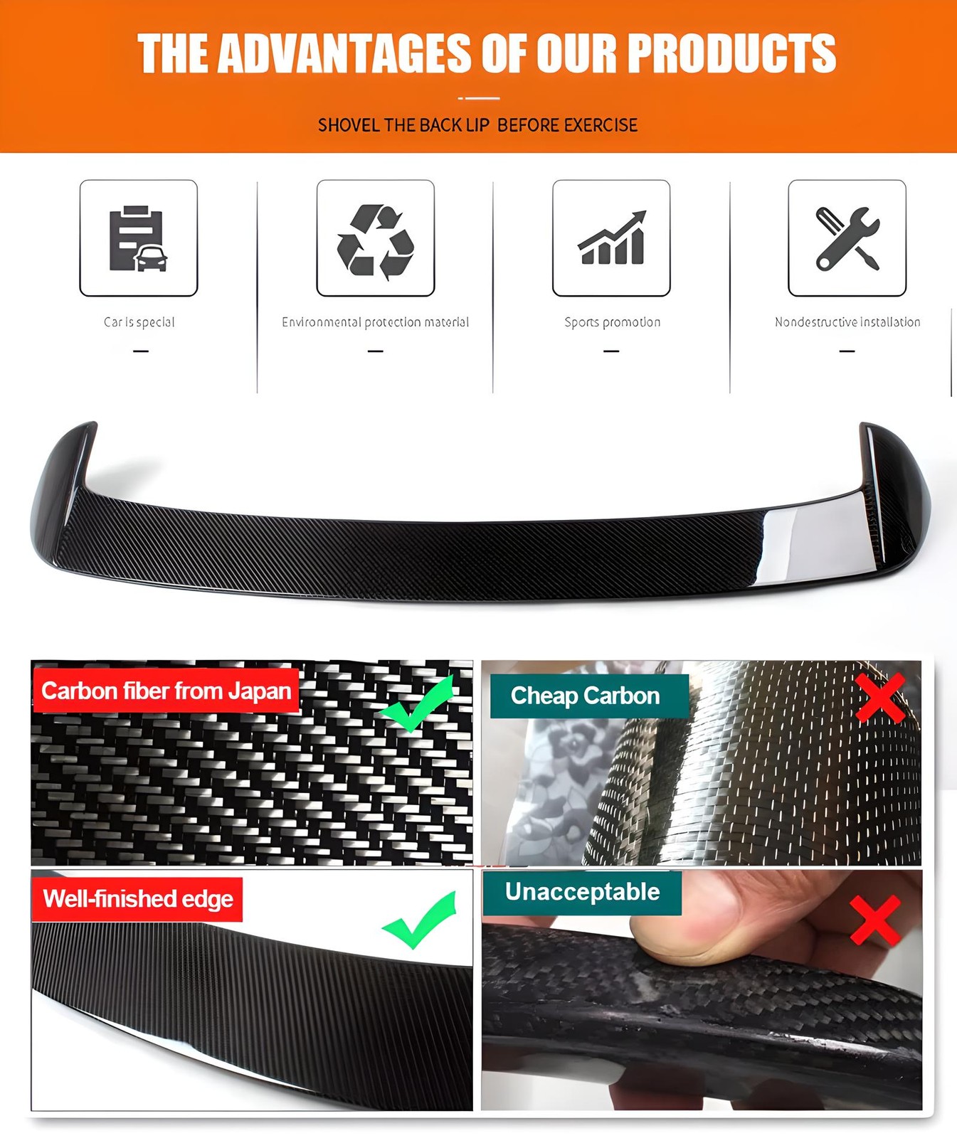 Carbon Fiber Look Rear Roof Spoiler Wing For Volkswagen Golf 6 MK6 GTI 2010-2013