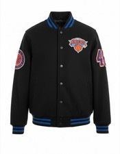 New York Knicks Varsity Jacket Mens Medium Black Ultra Game NWT Logo Gift