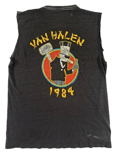 Van Halen 'Tour of the World' cut off shirt w/ Tick 1980s vintage concert t-shirt, vintage, single stitch, B+ condition
