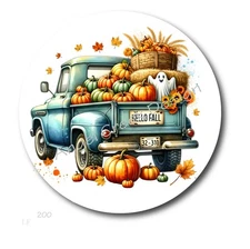 AUTUMN HELLO FALL PICKUP TRUCK SCRAPBOOK STICKERS ENVELOPE SEALS FAVORS LABELS