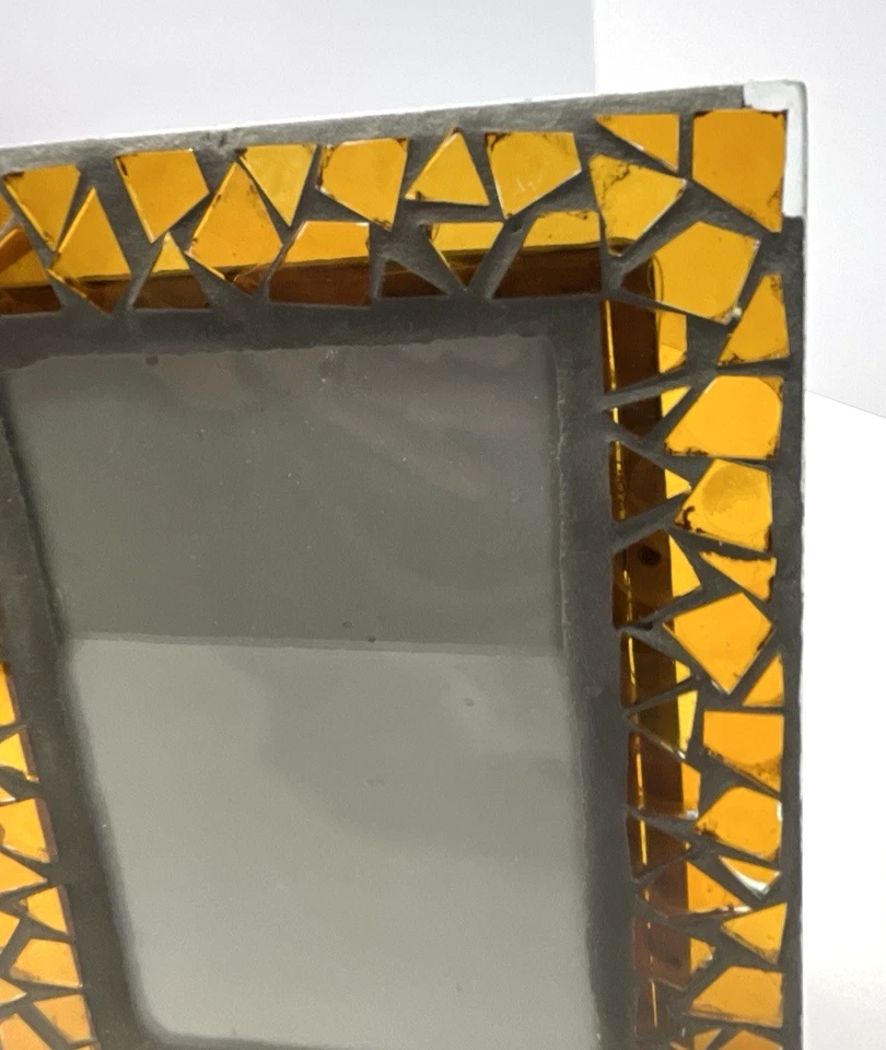 Витражная мозаичная рамка для картин вмещает картину 6 x 4 дюйма желтая - Изображение 3 из 4