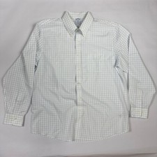 Brooks Brothers 1818 Regular Fit Non-Iron Shirt 16.5 34/35 Blue White Windowpane