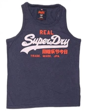 SUPERDRY Mens Graphic Vest Top Large Navy Blue Cotton CK13