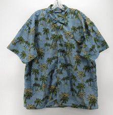 VINTAGE McGregor Shirt Men Large Blue Loop Collar Sport Hawaiian Camp Tropical