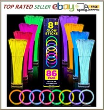86 PCS Ultra Bright Glow Sticks, 8 Inch Glow Sticks Bulk Party Pack, Light up St