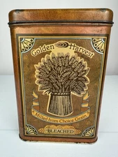 Flour Tin Golden Harvest  Bleached dated 1977, 1978 Cheinco Housewares Vintage