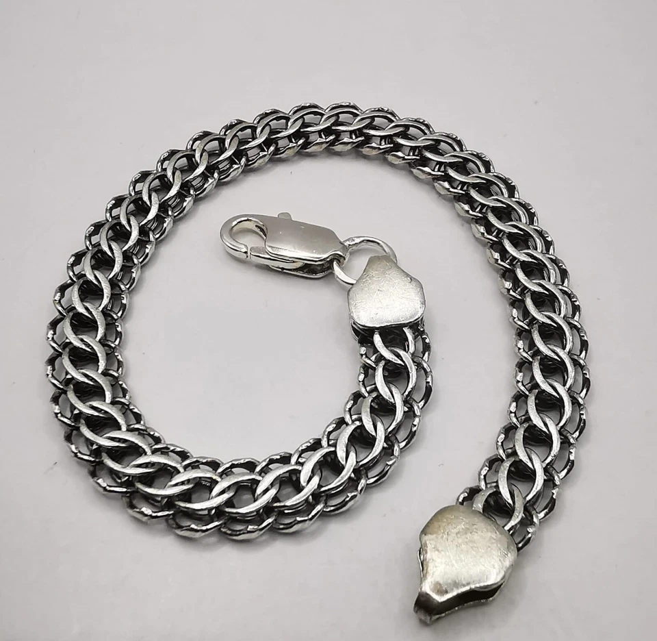 Bracciale Vintage Argento Sterling 925 Fatto a Mano 8,26" Gioielli Regalo... - Immagine 3 di 4