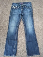 Vigoss Women's Jeans Size 9 Premium Boot Cut Thick Stitch Embroidered Pocket