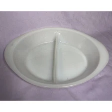 Vintage Glasbake Milk Glass Divided Dish Cottage Core J2352