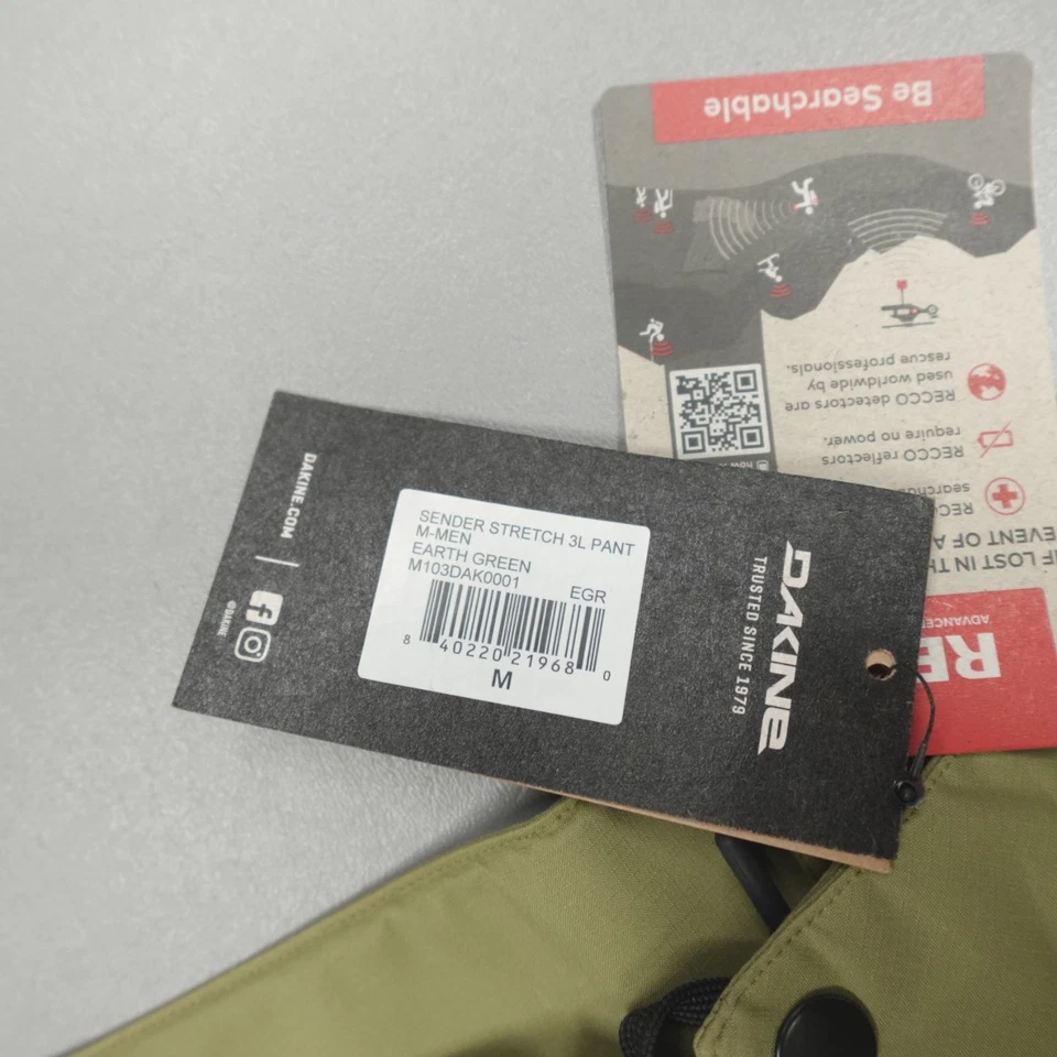 DAKINE Sender Stretch 3L Pant Men’s Size M Green Recco 20k Stretch Drawstrings - Image 4 of 4