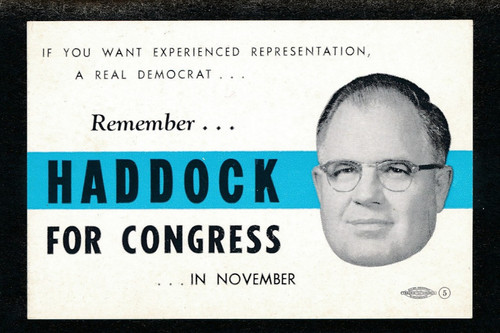 1964 Ed Haddock for US Congress palm card Virginia VA #82