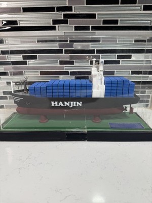 Hanjin 5000 TEU Container Carrier Ship Model Display Case Maritime Collectible 